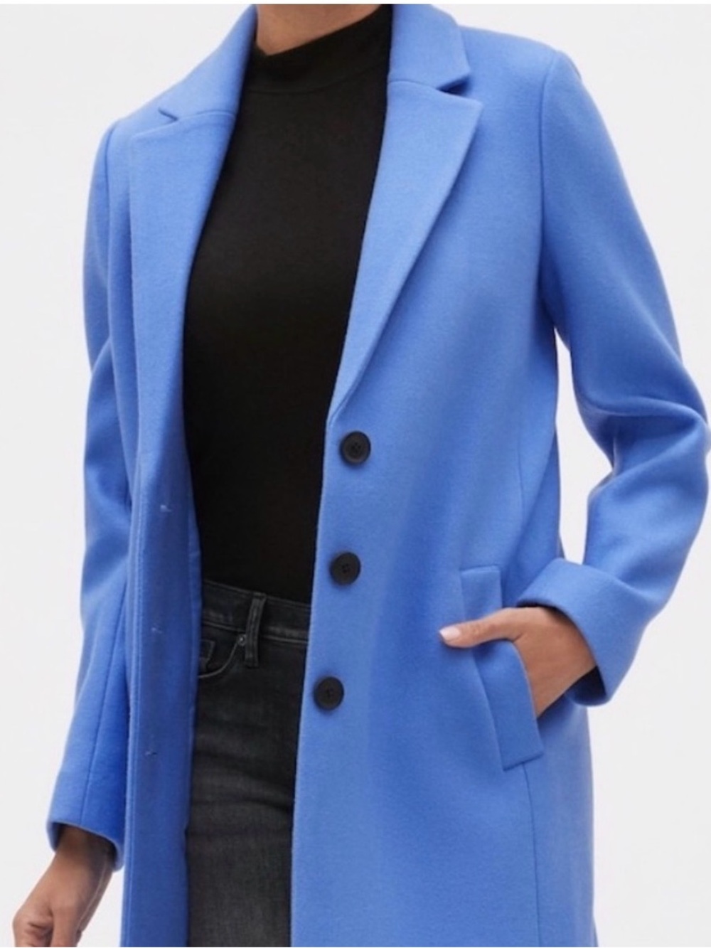 Banana Republic Cobalt Blue Single-Breasted Wool Car Coat